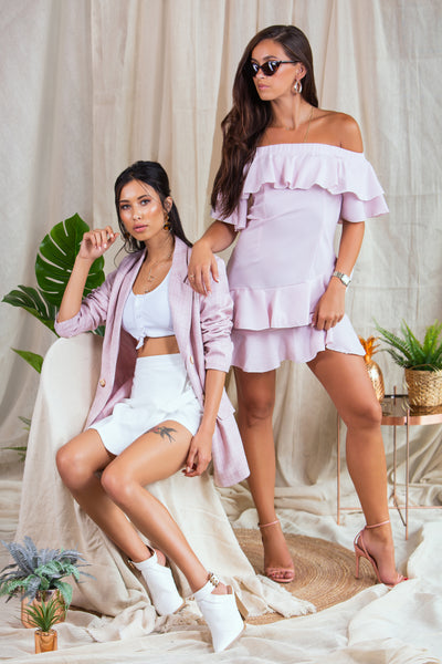 Lavand Clara Pink Ruffle Dress