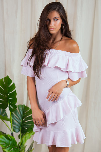lavand Clara Pink Ruffle Dress