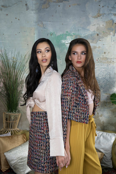 Lavand Crawford Black Tweed Mini Skirt