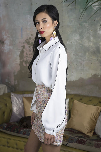 Lavand Crawford Pink Tweed Mini Skirt