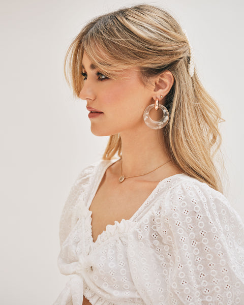 lavand Cruz Hoop Perspex Earrings