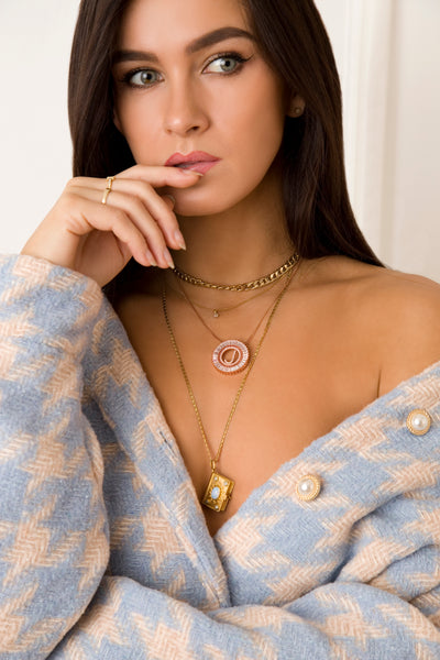 Lavand Crystal Initial Necklace