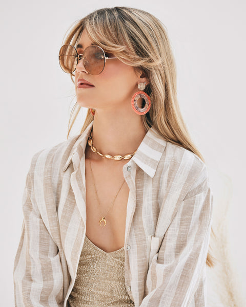 lavand Dante Orange Beaded Drop Earrings