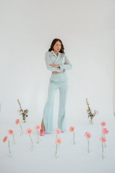 Lavand Flore Satin Green Trousers