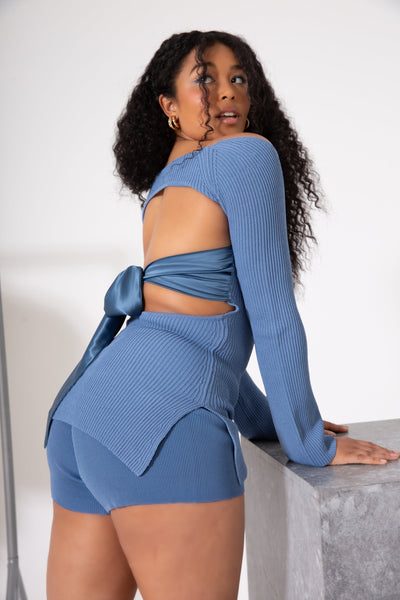 lavand Larissa Blue Knit Shorts