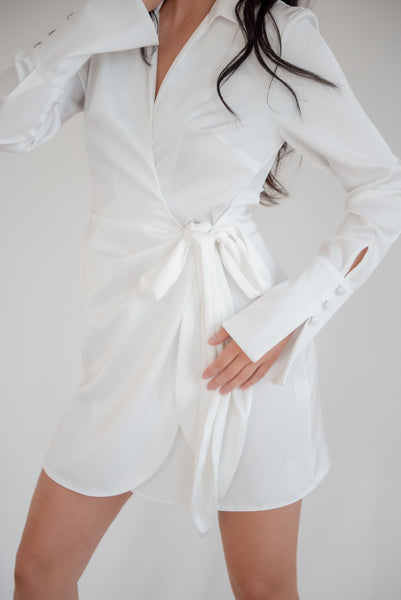 Lavand Lilah White Wrap Dress
