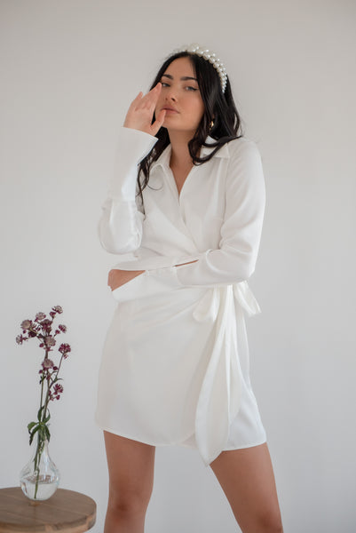 lavand Lilah White Wrap Dress