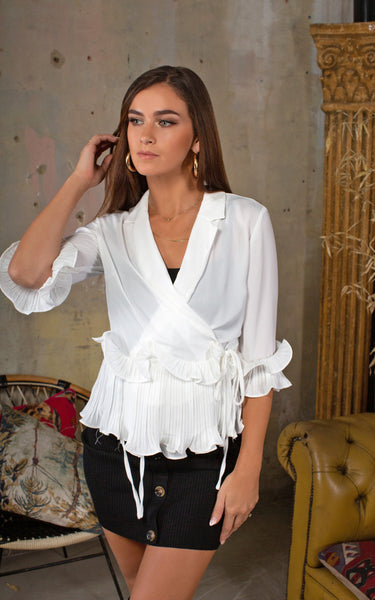 Lavand Nora White Ruffle Blouse