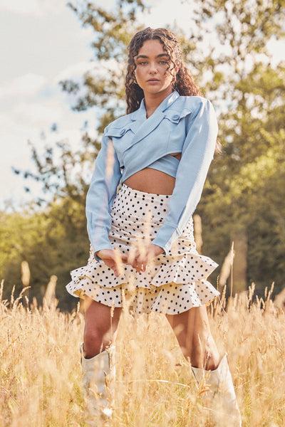 Lavand Nova Polka Dot Ruffle Skirt