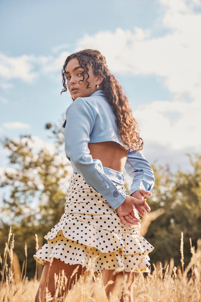 Lavand Nova Polka Dot Ruffle Skirt