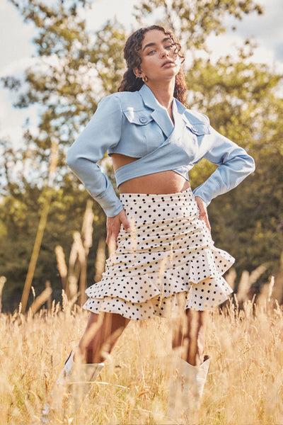 lavand Nova Polka Dot Ruffle Skirt