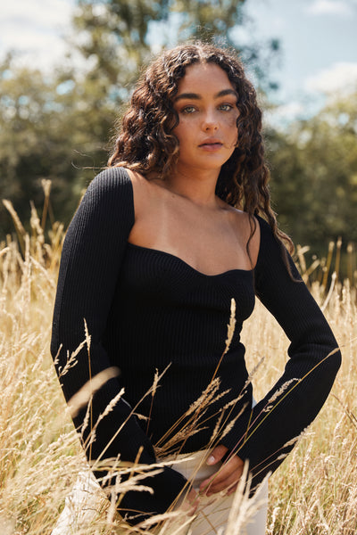 lavand Oana Black Knit Top