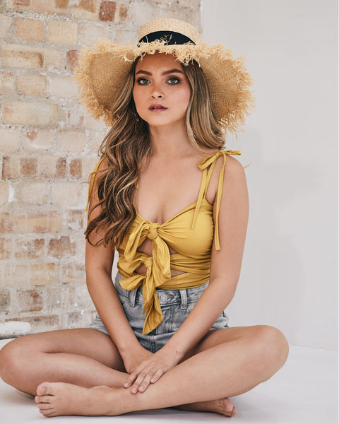 lavand Paloma Front Tie Crop Top