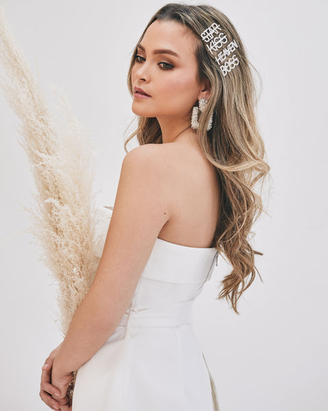 Lavand Slogan Diamante Hair Clips