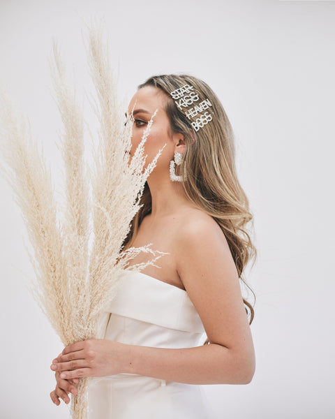 Lavand Slogan Diamante Hair Clips