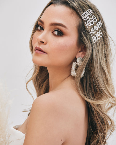 lavand Slogan Diamante Hair Clips