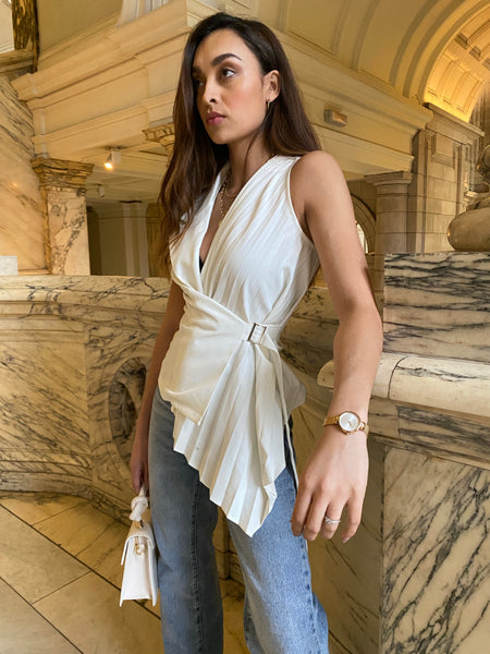 Lavand Tasha Sleeveless Pleated Blouse