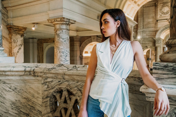 Lavand Tasha Sleeveless Pleated Blouse