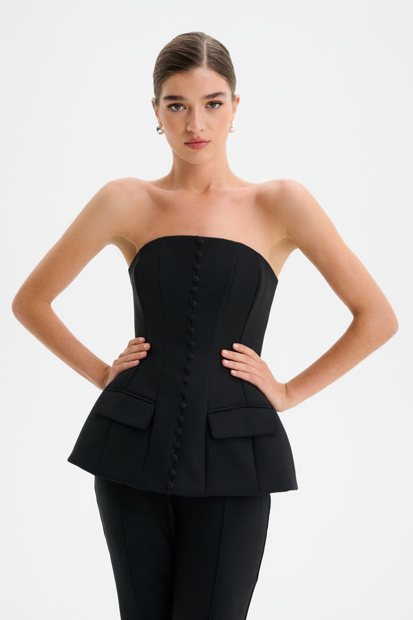 Lavish Alice AMY Structured Strapless Jumpsuit In Black