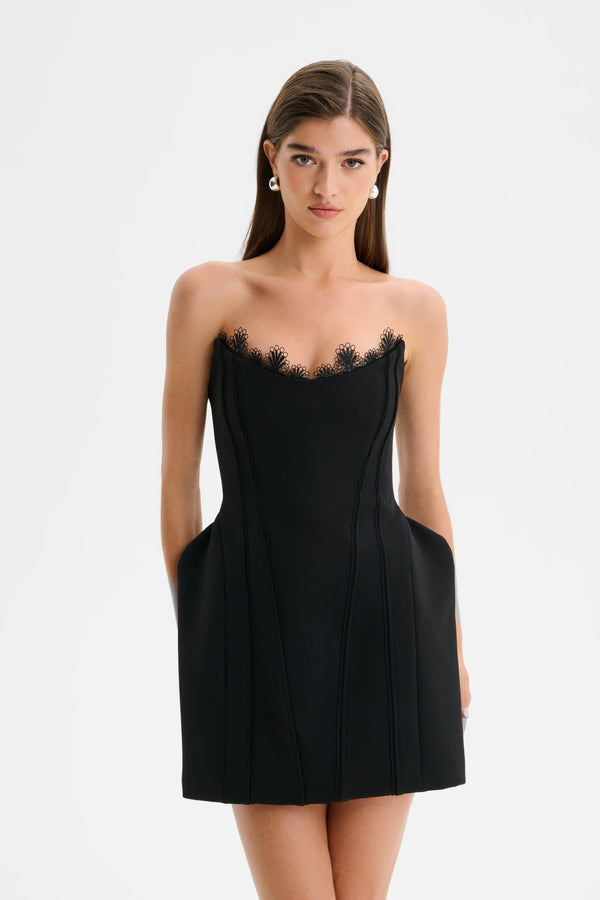 Lavish Alice ANASTASIA Structured Mini Dress With Lace Corset In Black