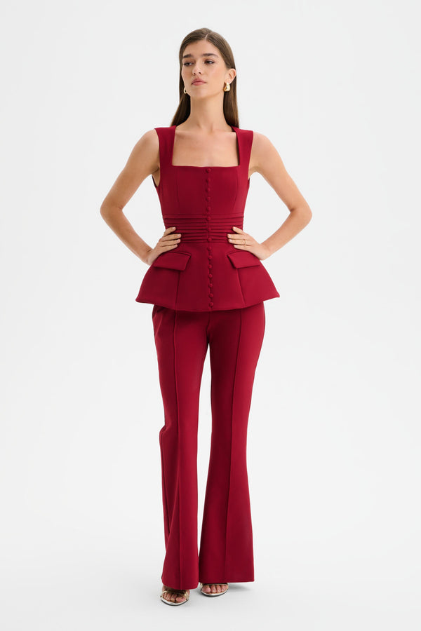 Lavish Alice CAMILLA Hourglass Square Neck Jumpsuit In Burgundy