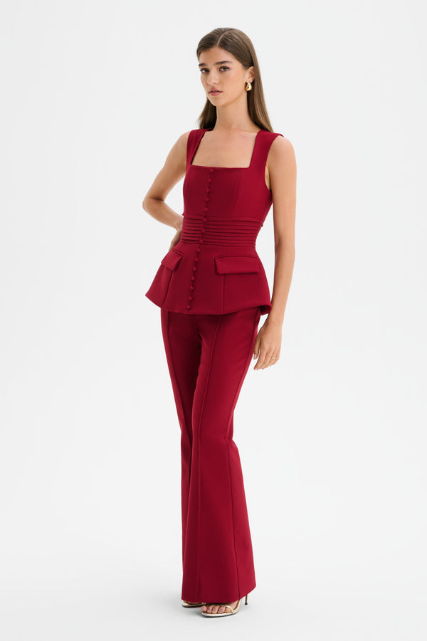 Lavish Alice CAMILLA Hourglass Square Neck Jumpsuit In Burgundy