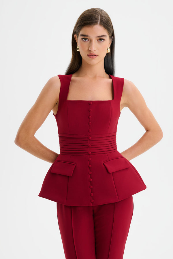 Lavish Alice CAMILLA Hourglass Square Neck Jumpsuit In Burgundy