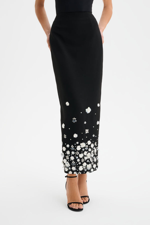 Lavish Alice ELARA Ombre Embellished Maxi Skirt In Black