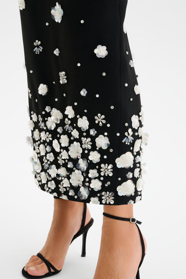 Lavish Alice ELARA Ombre Embellished Maxi Skirt In Black