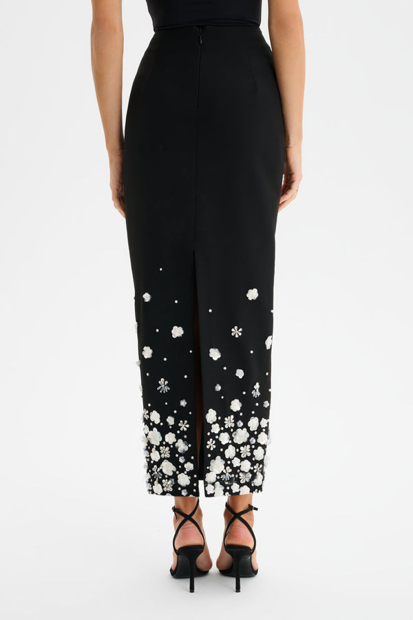 Lavish Alice ELARA Ombre Embellished Maxi Skirt In Black