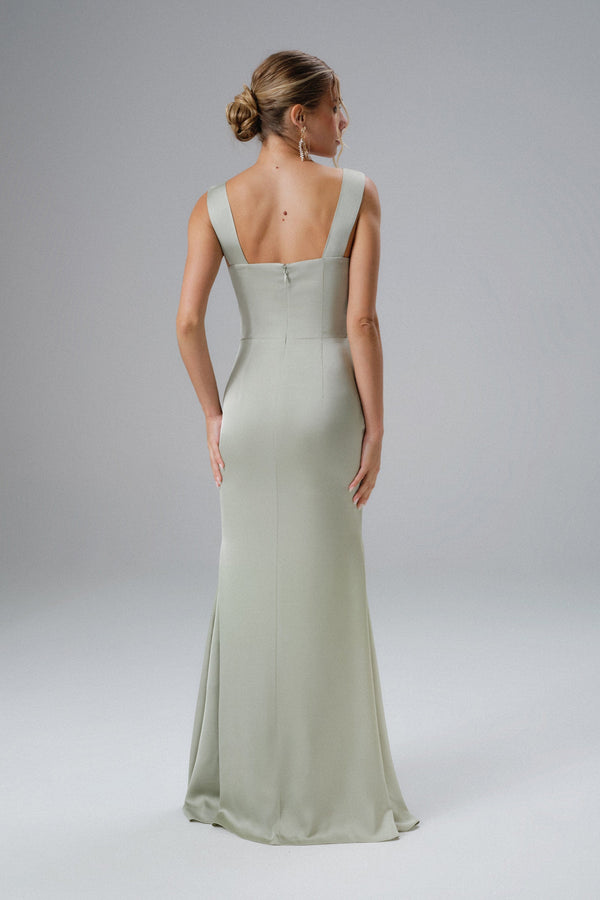 Lavish Alice ELLE Draped Wrap Satin Maxi Dress In Sage Green