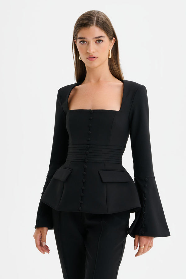 Lavish Alice HARPER Square Neck Hourglass Blazer In Black