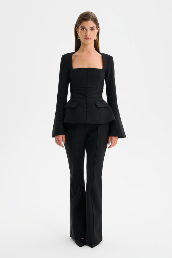 lavish alice HARPER Square Neck Hourglass Blazer in Black