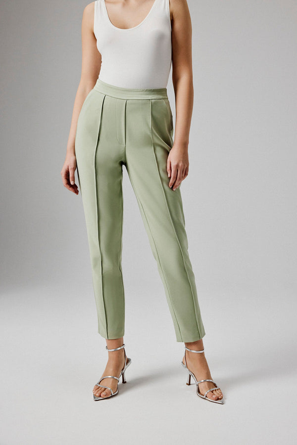 Lavish Alice JUNE Mid Rise Satin Mix Tailored Trousers In Sage Green