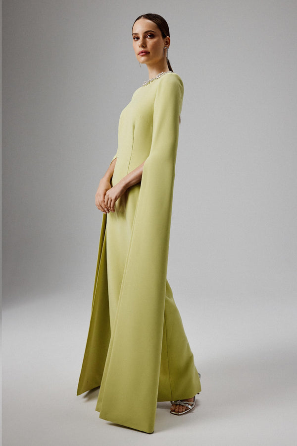 Lavish Alice KELLY Cape Sleeve Maxi Dress In Lime Green