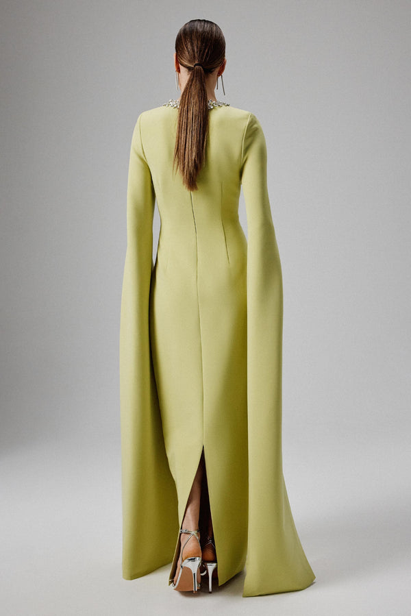 Lavish Alice KELLY Cape Sleeve Maxi Dress In Lime Green