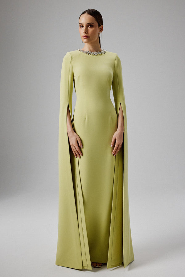 lavish alice KELLY Cape Sleeve Maxi Dress in Lime Green lavish alice KELLY Cape Sleeve Maxi Dress in Lime Green