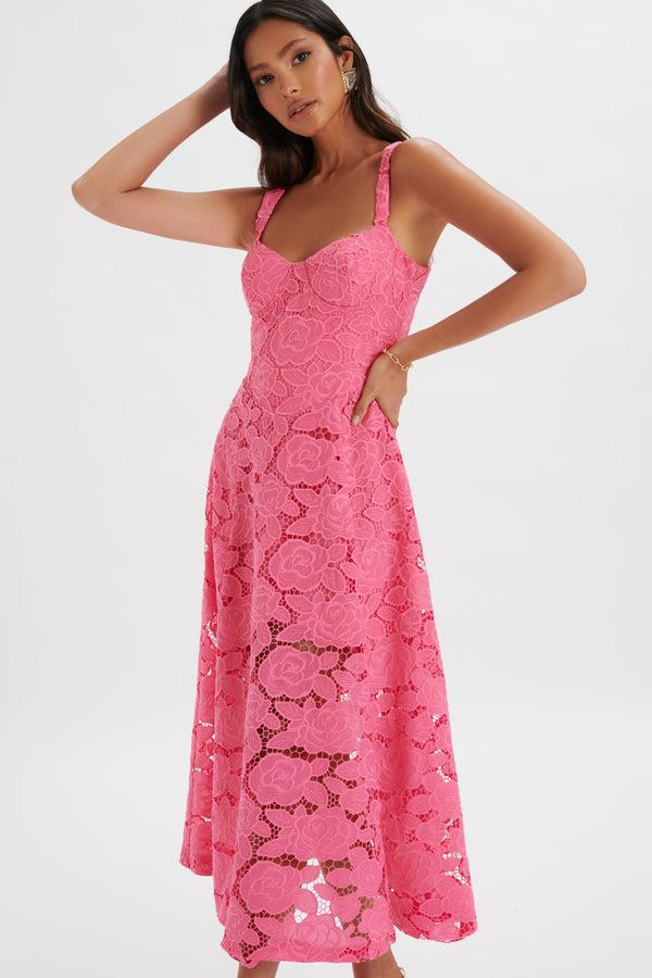 lavish alice KIRA Broderie Anglais A-Line Sundress in Pink