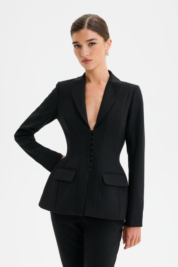 lavish alice LEA Structured Corset Blazer in Black