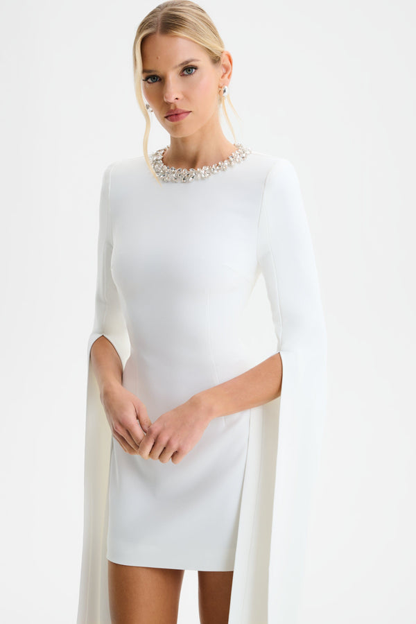 Lavish Alice TILLY Cape Sleeve Mini Dress In White