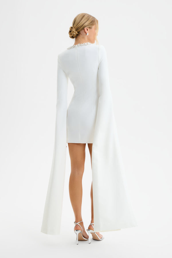 Lavish Alice TILLY Cape Sleeve Mini Dress In White