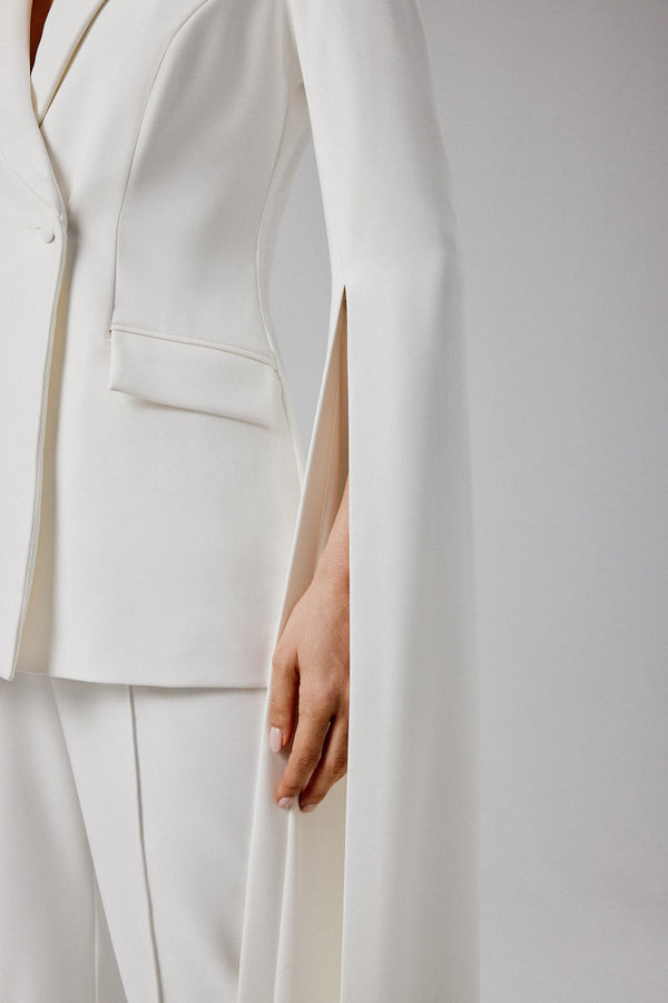 Lavish Alice ZARA Cape Sleeve Blazer In White