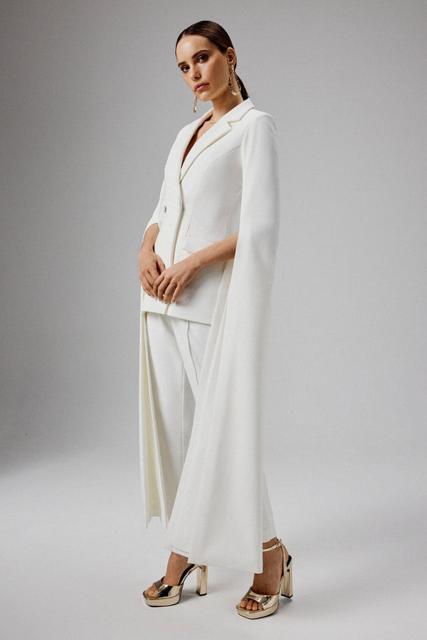 lavish alice ZARA Cape Sleeve Blazer in White