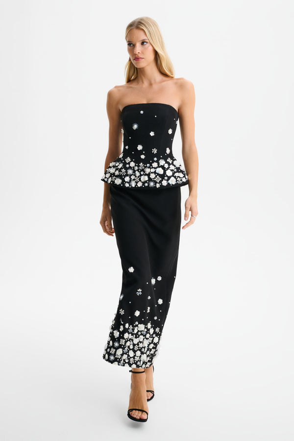 Lavish Alice LUCIA Ombre Embellished Hourglass Strapless Top In Black