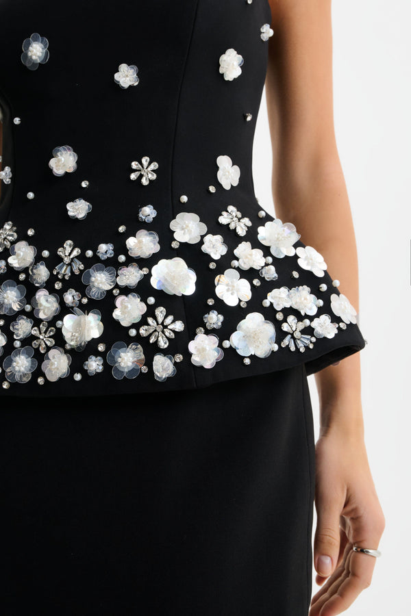 Lavish Alice LUCIA Ombre Embellished Hourglass Strapless Top In Black
