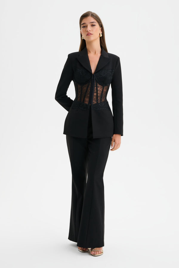 Lavish Alice MACY Tailored Fit And Flare Trousers In Black