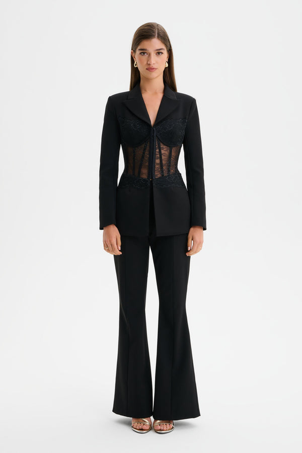 lavish alice MACY Tailored Fit And Flare Trousers in Black