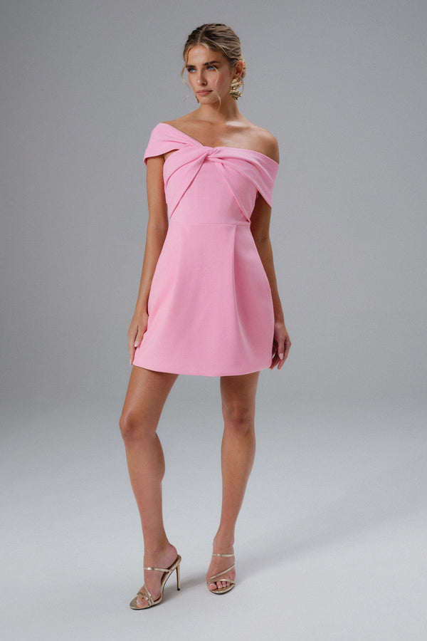 Lavish Alice MILA Twisted One Shoulder Mini Dress In Pink