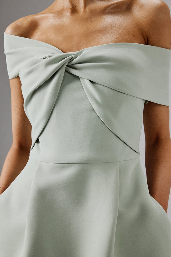 Lavish Alice MILA Twisted One Shoulder Mini Dress In Sage Green