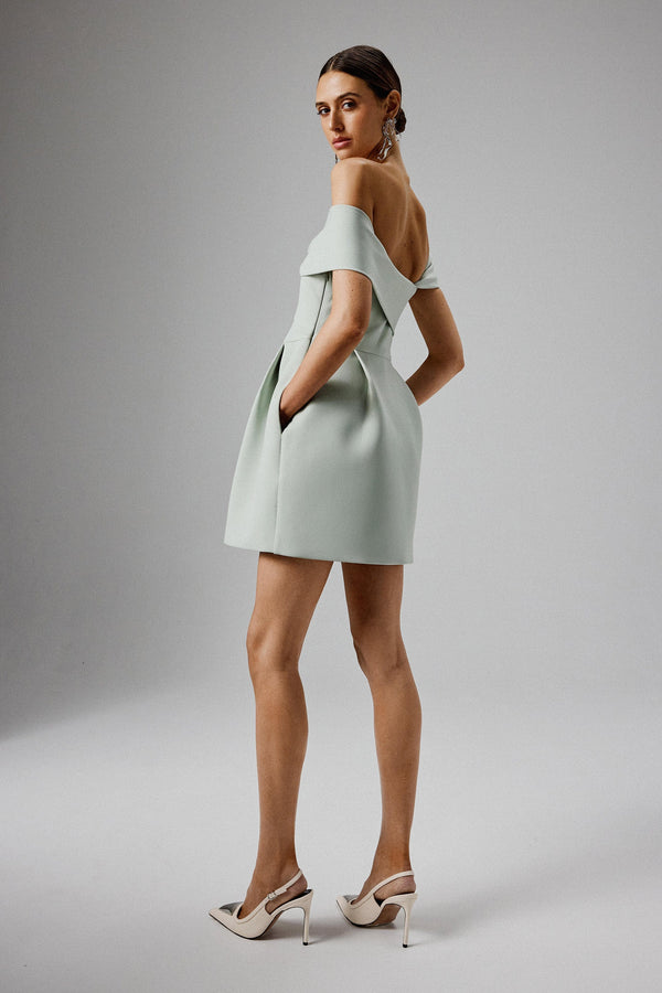 Lavish Alice MILA Twisted One Shoulder Mini Dress In Sage Green